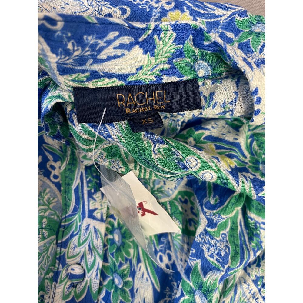 NWT Rachel Roy Paisley Floral Dolman Sleeve Oversized Cropped Shirt XS Boho - Picture 3 of 4
